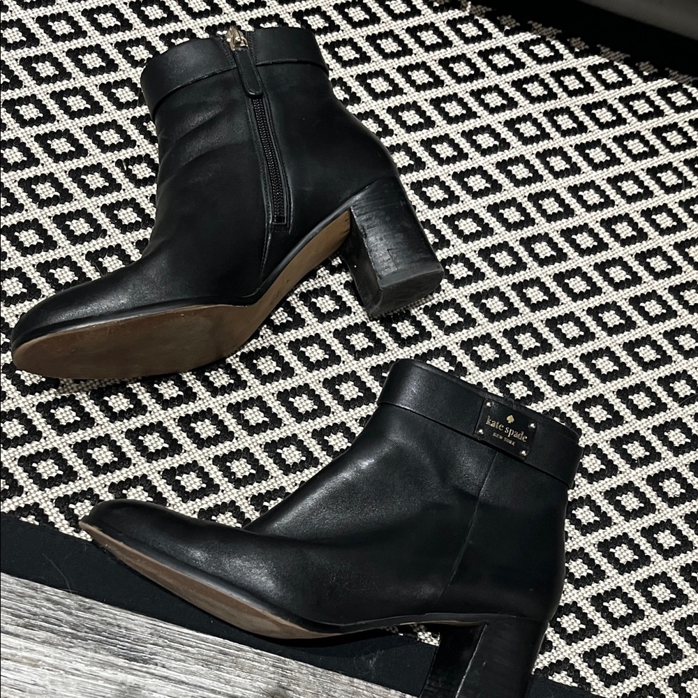 Kate Spade Black Leather Ankle Booties
